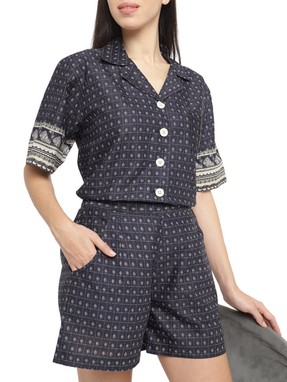 Midnight Oversized Shirt & Shorts Set (Cotton)