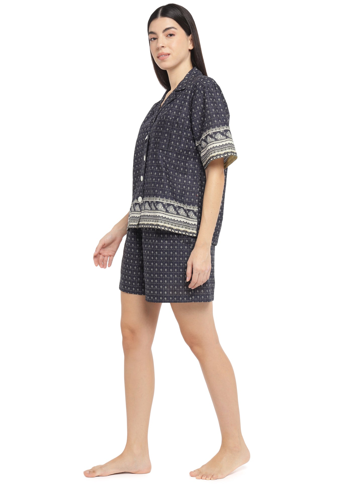 Midnight Oversized Shirt & Shorts Set (Cotton)