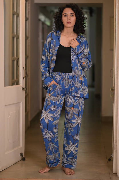 Blue Jungle Shirt Pyjama Set