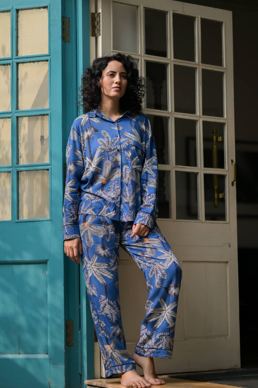 Blue Jungle Shirt Pyjama Set