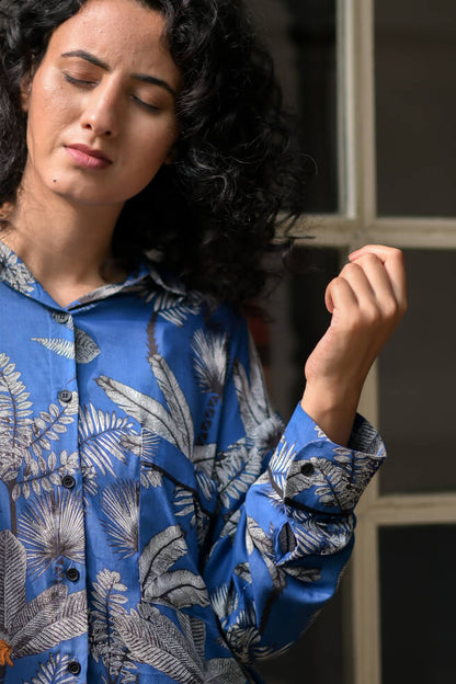 Blue Jungle Shirt Pyjama Set