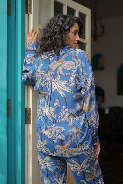 Blue Jungle Shirt Pyjama Set